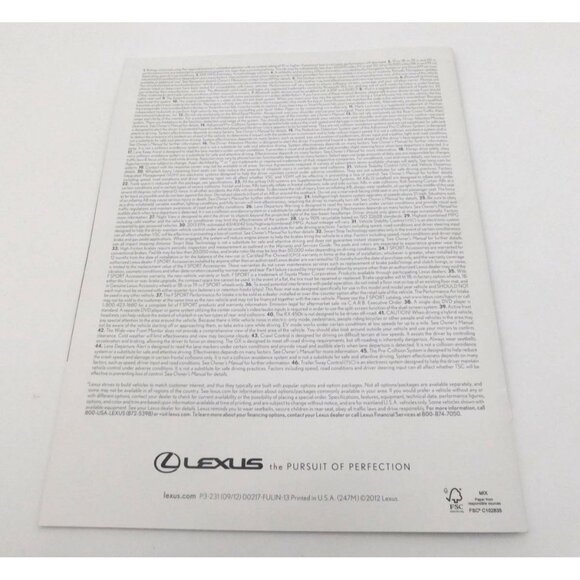 2013 Lexus Vehicle Model Dealer Sales Brochure Color Booklet GS CT - Picture 4 of 4